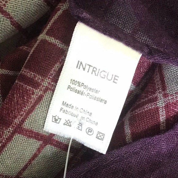 INTRIGUE PURPLE WINDOWPANE OVERSIZED SCARF NWT - Picture 8 of 8